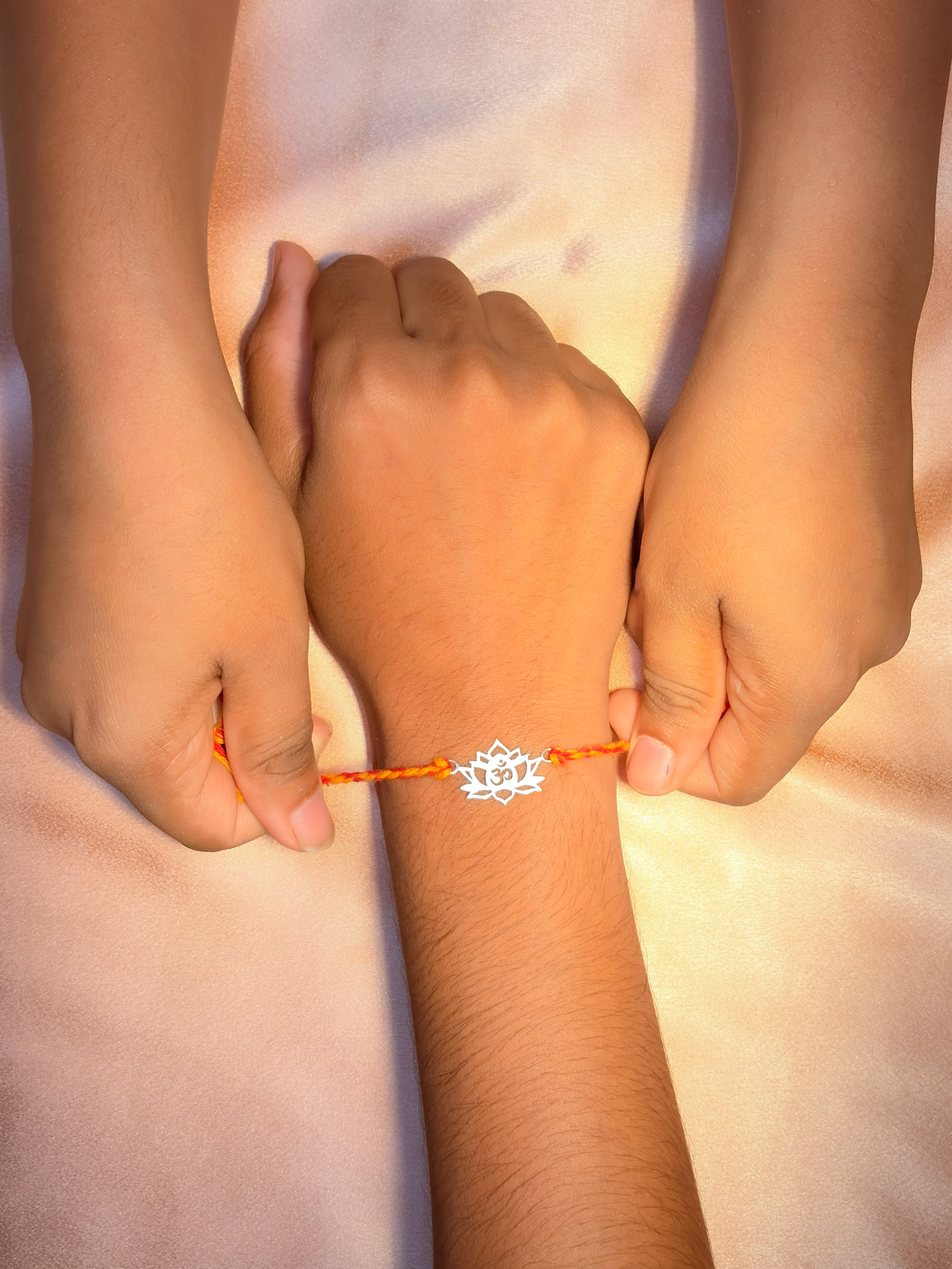 925 Silver OM Lotus Rakhi
