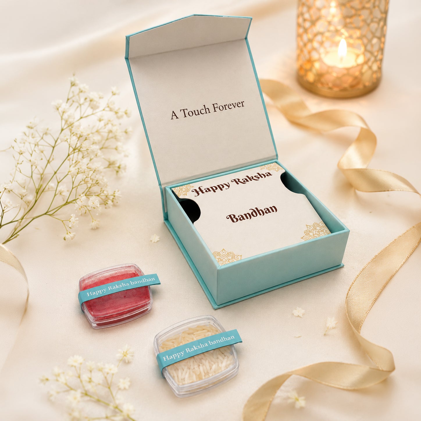 Silver Floral Swastik Rakhi