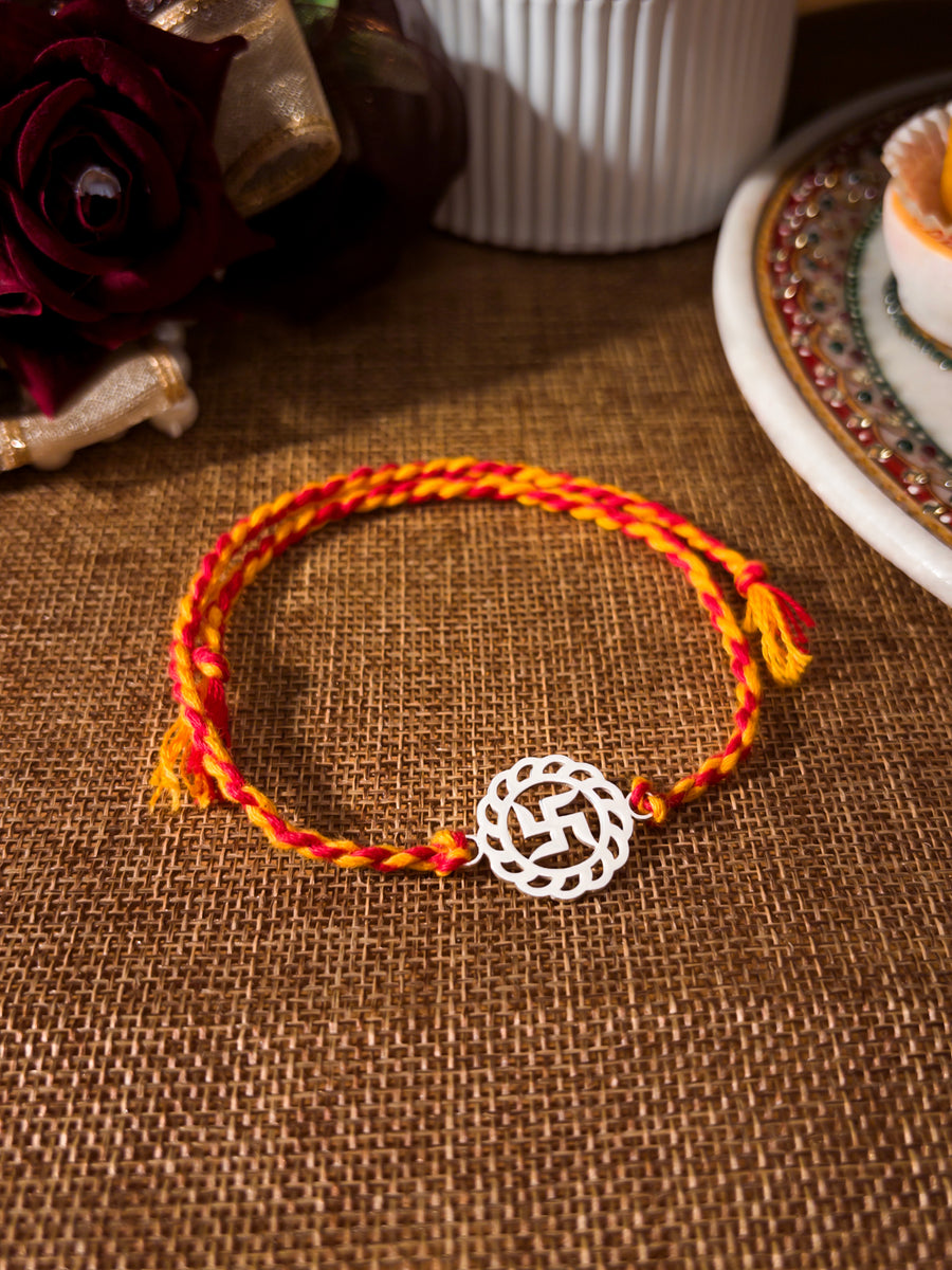 Silver Swastik Rakhi