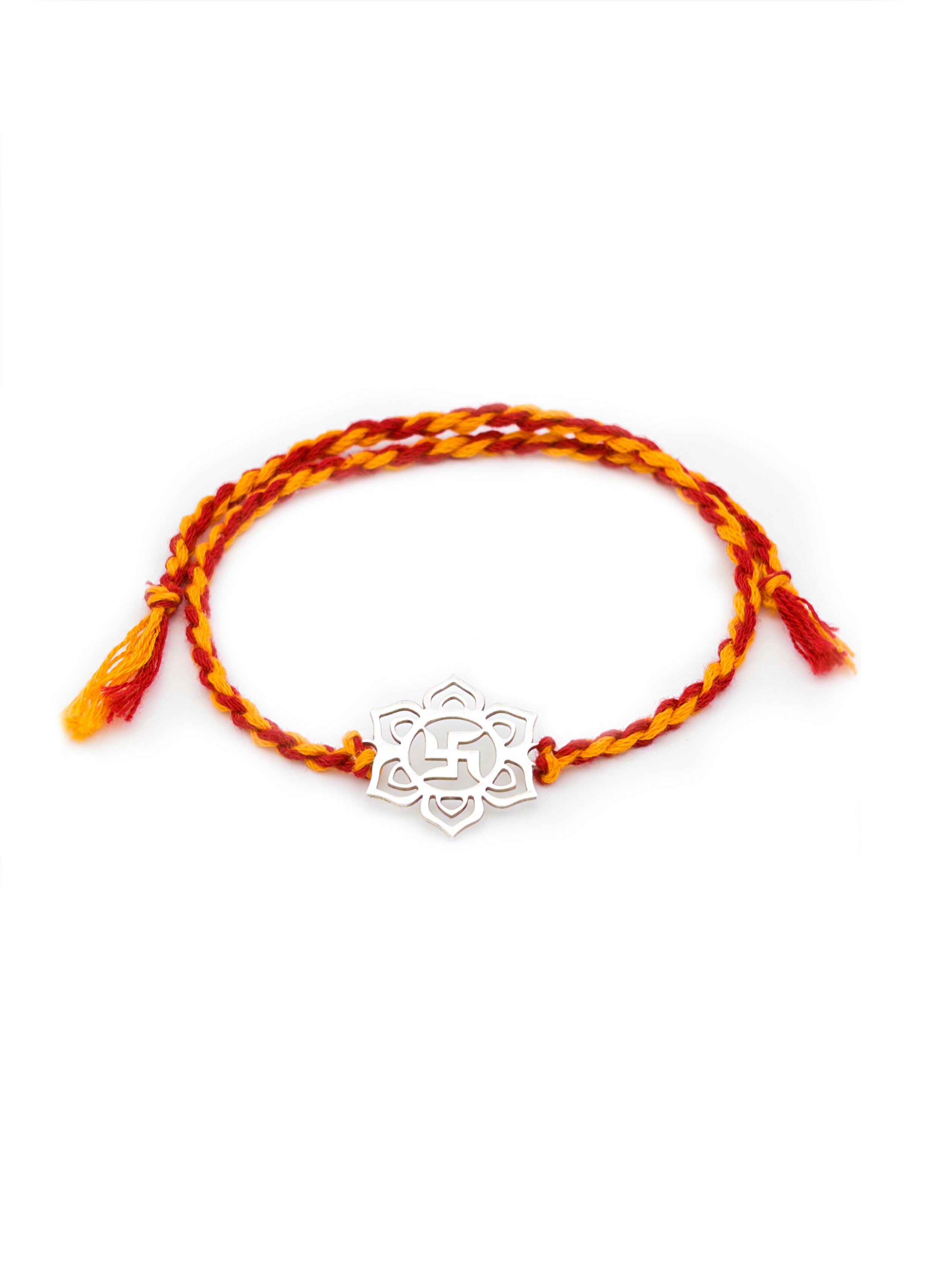 925 Silver Floral Swastik Rakhi